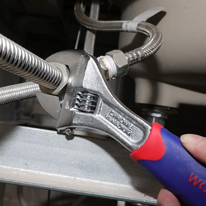 WORKPRO 3-piece Adjustable Wrench Set CR-V with Rubberized Anti-Slip Grips 10-inch, 8-inch, 6-inch