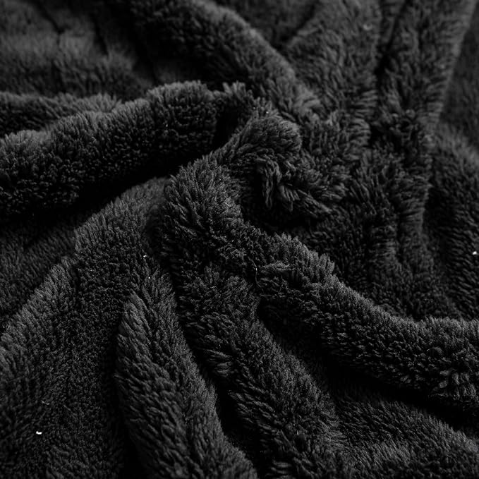 YUSOKI Sherpa Queen Size Blanket-3D Stylish Design Super Soft Fuzzy Cozy Warm Blanket Thick Plush Fluffy Furry Blankets for Teen Girls Women Couch Bed Sofa Chair Men Boys Gift(Black,90"x90")
