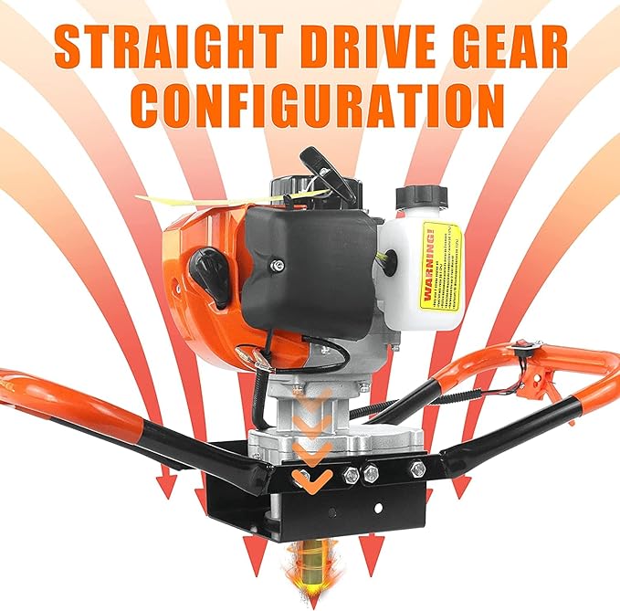 NEOTEC 52CC 2-Stroke Gas Powered Earth Auger Post Fence Hole Digger Powerhead, Petrol Drill Borer for Garden & Lawn, Digging