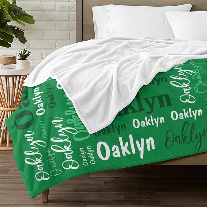 Custom Blanket with Name Personalized Blankets for Kids Adult Boys Girls Flannel Monogrammed Customized Blankets Throw (40''x50'')
