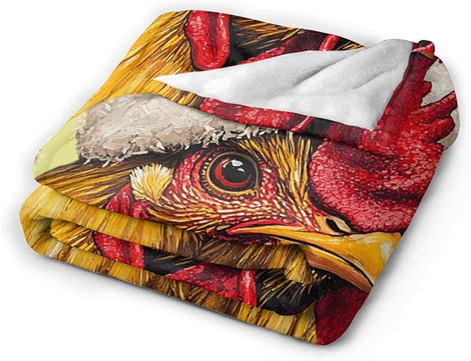 Christmas Rooster Blanket Soft Cozy Chicken Plush Throw Blanket Warm Flannel Fleece Bedding Stuff Animal Decor Blanket Gifts for Rooster Lover Girls Boys Kids Adults Women Bed Travel 60"x80"