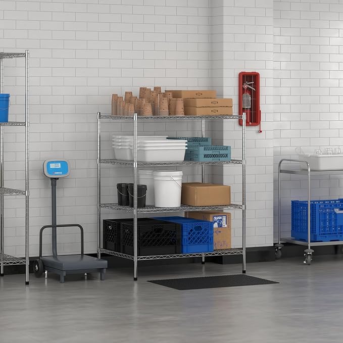 Commercial NSF Listed Chrome Stationary Wire Shelving Kit 30" x 42" x 54", with 4 Shelves Perfect for Warehouse, Walk-in Refrigerator, Freezer, Grocery Store, Restaurant, Dishroom