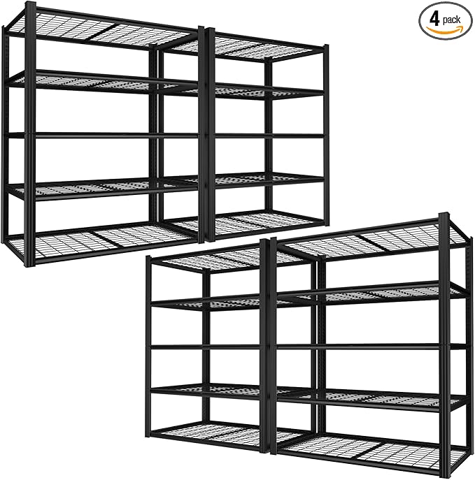 ROOMTEC 48" W Garage Shelving Heavy Duty,2800LBS Storage Shelves,5-Tier Adjustable Metal Shelving Utility Shelf Rack Garage Storage Organize for Storage Industrial, Warehouse, Basement