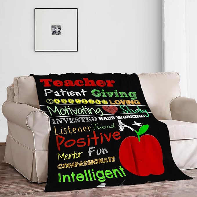 Teacher Blanket Best Teacher Decor Throw Blanket Super Soft Flannel Lightweight Fluffy Plush Cozy Fuzzy Fleece Appreciation Gifts Blanket for Woman Adults Man for Bedding Sofa 50"X60"