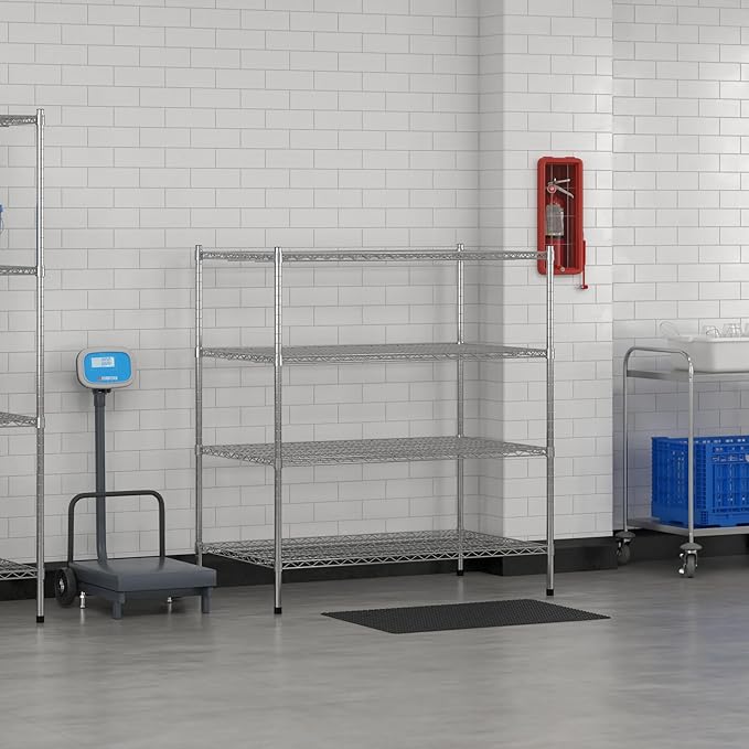 Commercial NSF Listed Chrome Stationary Wire Shelving Kit 30" x 48" x 54", with 4 Shelves Perfect for Warehouse, Walk-in Refrigerator, Freezer, Grocery Store, Restaurant, Dishroom
