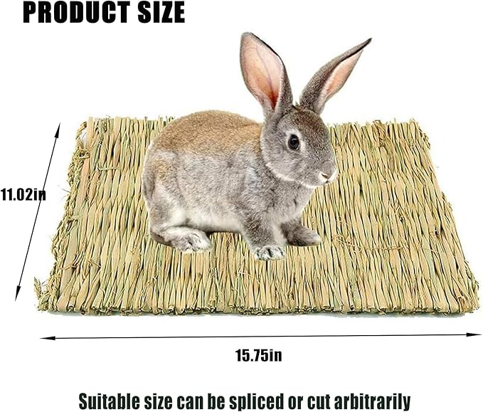 Hamiledyi Rabbit Grass Mat 15.75"x11" Large Natural Woven Hamster Grass Bed Nest Small Animal Handmade Bedding Hay Mat Chewing Play Toy for Guinea Pig Chinchilla Rabbit Squirrel Hedgehog(6 Pack)