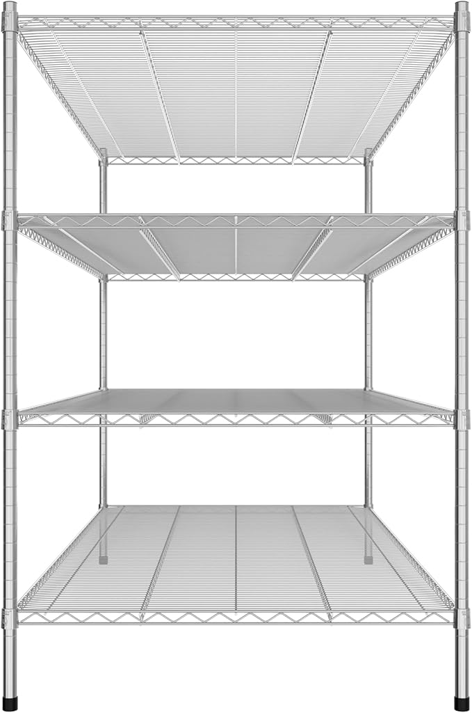 Commercial NSF Listed Chrome Stationary Wire Shelving Kit 36" x 72" x 54", with 4 Shelves Perfect for Warehouse, Walk-in Refrigerator, Freezer, Grocery Store, Restaurant, Dishroom