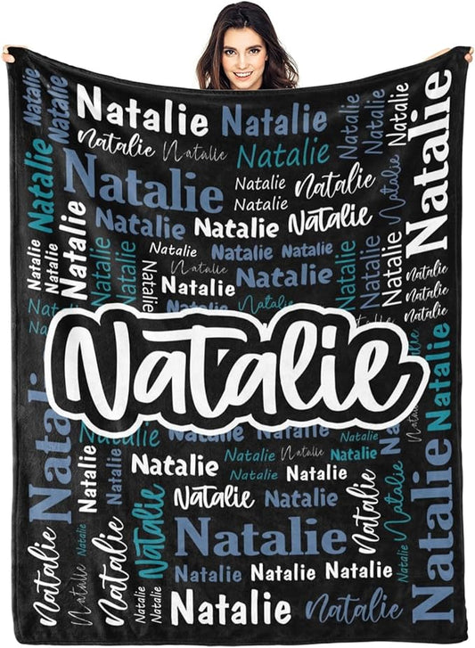 Custom Blanket with Name Personalized Blankets for Kids Adult Boys Girls Flannel Monogrammed Customized Blankets Throw (40''x50'')