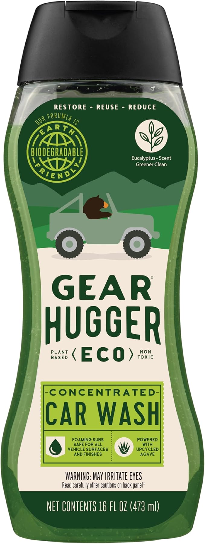 Gear Hugger Car Wash Soap (16 oz, Pack of 1) – Eco-Friendly Car Cleaner, Biodegradable Car Wash with Natural Saponins & Eucalyptus – Safe Car Soap for All Vehicle Surfaces