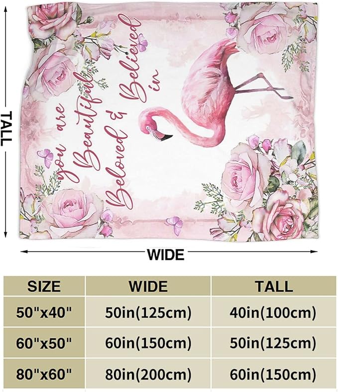Tijuboni Flamingo Blanket Pink Flamingo Florals Throw Blanket for Girls Women Gifts for Kids Adults Ultra Soft Cozy Fleece Blanket for Couch Sofa Bed 60"x80"