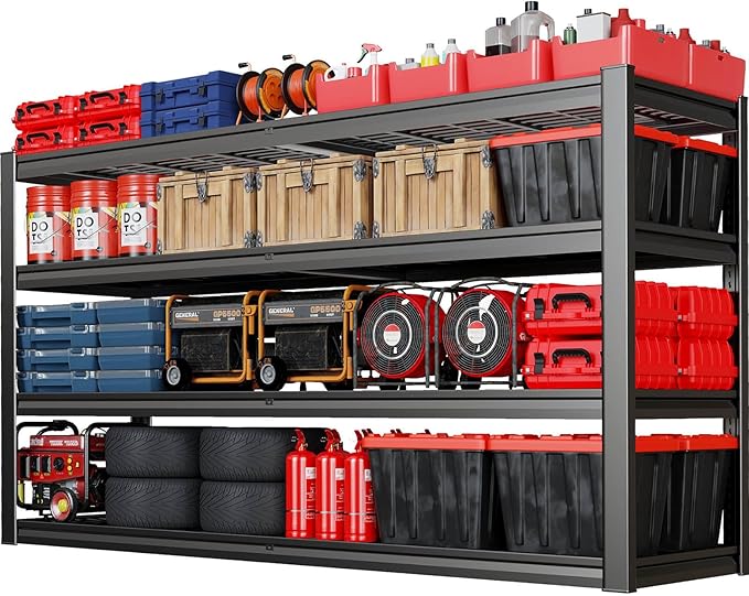 67" Wide Garage Shelving Unit, 67" W x 24" D x 68" H, Heavy Duty Garage Storage Shelves,3500 LBS Capacity, Industrial Adjustable Shelves for Basement Warehouse