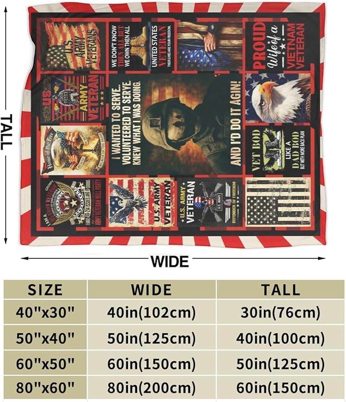 Patriotic Soldier Throw Blanket America Soldier Flannel Blankets American Army Plush Super Soft Cozy Warm Decor Gifts for Boys Girls Kids Adults Men Women 50" x 60"