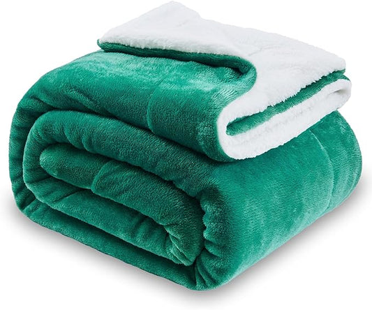 SOCHOW Sherpa Fleece Throw Blanket, Double-Sided Super Soft Luxurious Plush Blanket Throw Size, Malachite Green, 50x60 inches