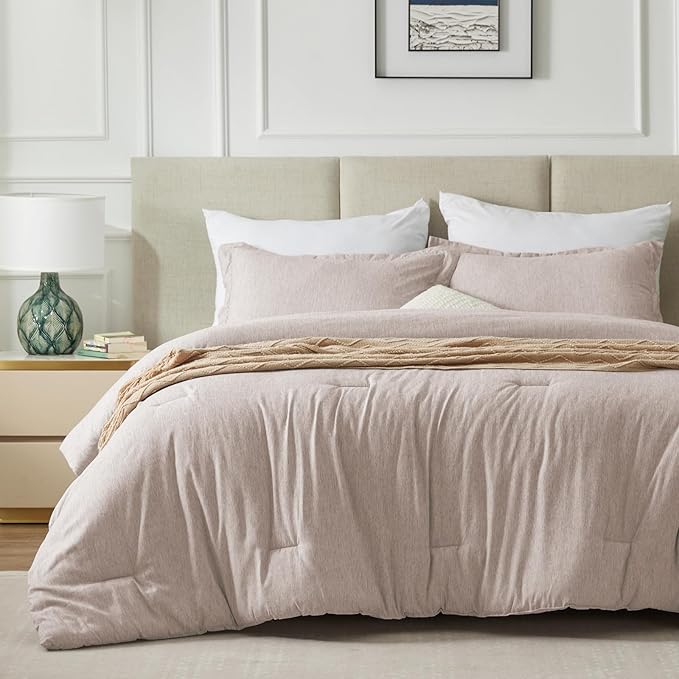 CozyLux Twin/Twin XL Comforter Set Dorm Bedding - 2 Pieces Warm Taupe Twin Extra Long Soft Luxury Cationic Dyeing Comforter for College, Breathable Boho Bed Sets with 1 Comforter and 1 Pillow Sham