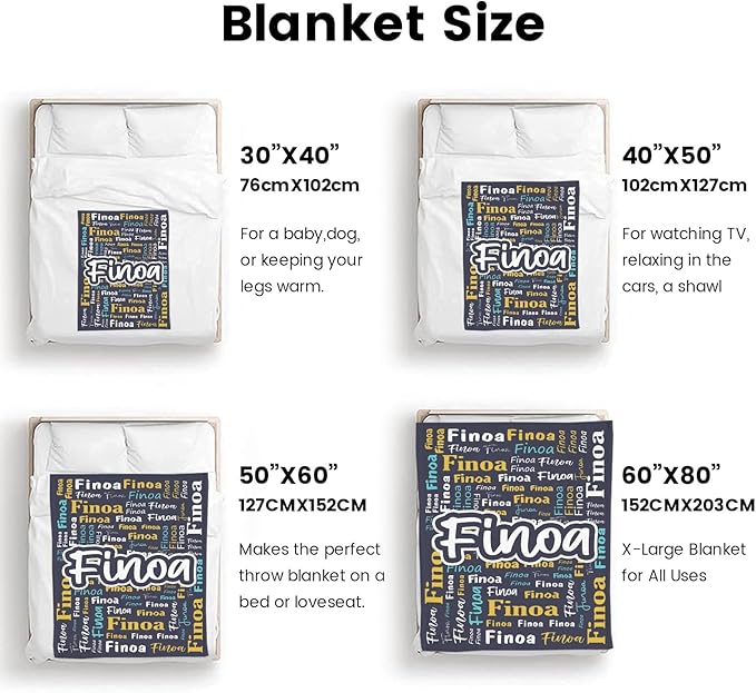 Custom Blanket with Name Personalized Blankets for Kids Adult Boys Girls Flannel Monogrammed Customized Blankets Throw (30''x40'')