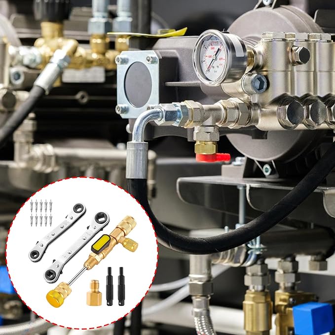 Multifunction Refrigerator Service Wrench Set Cores Removal Tool and 10 Valves for HVAC Equipment Maintenance Valves Removal Installer Tool