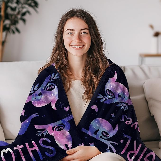 Blanket Gift for Sloth Lovers, Soft Sloth Blanket for Kids Boys, Baby, Sloths Gift for Women, Men, Girls, Warm Baby Blankets Gifts for Christmas Thanksgiving 50x60in