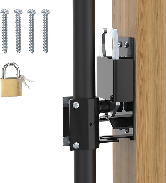 2 Way Farm Gate Latch Heavy Duty - Fence Gate Latch for Metal Gates with Padlock, Anti-Sag Two Way Livestock Fence Gate Latch Hardware for Horse Corrals, Ranches, Pastures, Pet Cages, Stables