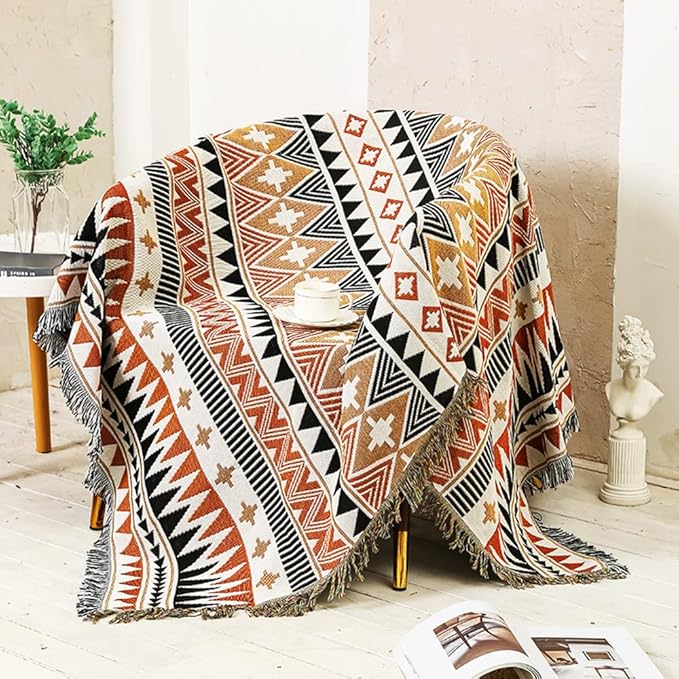 Lqprom Boho Southwest Throw Blankets Aztec Southwest Throws Cover Outdoor Camping Picnic Tent Beach Travel 63"x87"