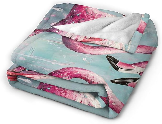 Pink Flamingo Throw Blanket Tropical Flamingos Blankets Fleece Plush Super Soft Cozy Warm Lightweight Flamingo Lover Decor Gifts for Boys Girls Kids Adults Men Women 50" x 60"