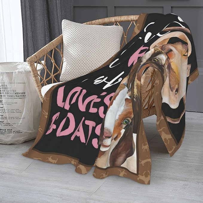 Goat Blanket Gift Just A Girl Who Loves Goats Cozy Plush Throw Blanket Flannel Fleece Ultra Soft Fuzzy Animal Lover Party Blankets for Adult Kids Boys Women Men 60"X50"