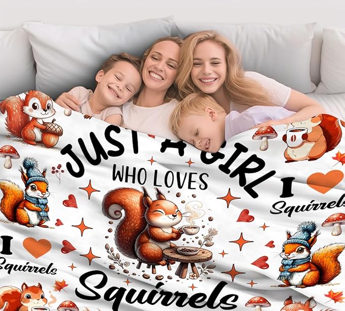 Cute Squirrel Blanket Gifts for Squirrel Lovers Women Girls Adults,Funny Squirrels Stuff Plush Squirrels Throw Blanket for Couch Sofa Bed Room Decor Gifts 50"X40"