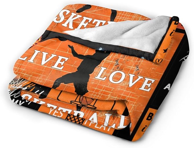 Basketball Blanket Gifts for Boys Girls Soft Warm Plush Basketball Sports Throw Blanket Flannel Fleece Fuzzy Sport Blanket for Kids Lovers Bed Couch Living Room Decor 80"X60"