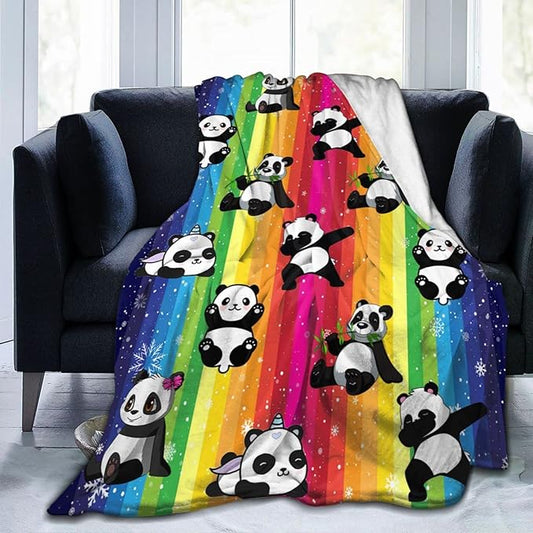 Cute Panda Blanket Soft Lightweight Flannel Fleece Cartoon Throw Blankets Bedding for Bed Sofa Couch Living Room Gifts 60"X50"