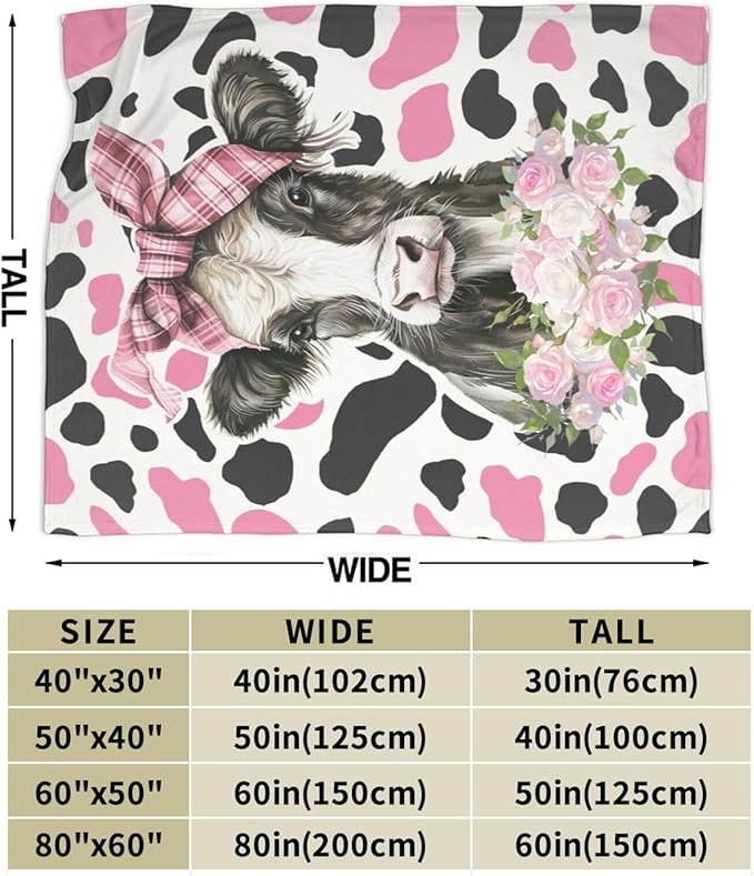 Cow Blanket Cows Throw Blanket Soft Warm Cozy Fuzzy Plush Cows Throw Blanket Gifts for Girls Women Cow Lightweight Fleece Flannel Gift Blankets for Kids Adults 50"X60"