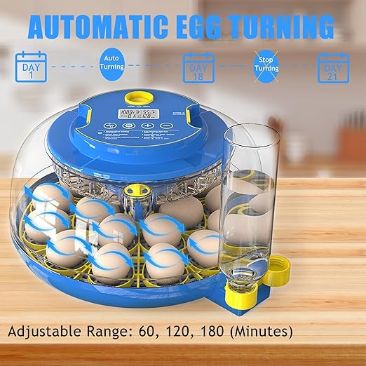 Incubators for Hatching Eggs, 18 Egg Incubator with Automatic Egg Turning and Humidity Control, 360° View Incubadora De Huevos De Gallina, Egg Candler, Incubator for Chicken Eggs, Ducks, Goose, Quail