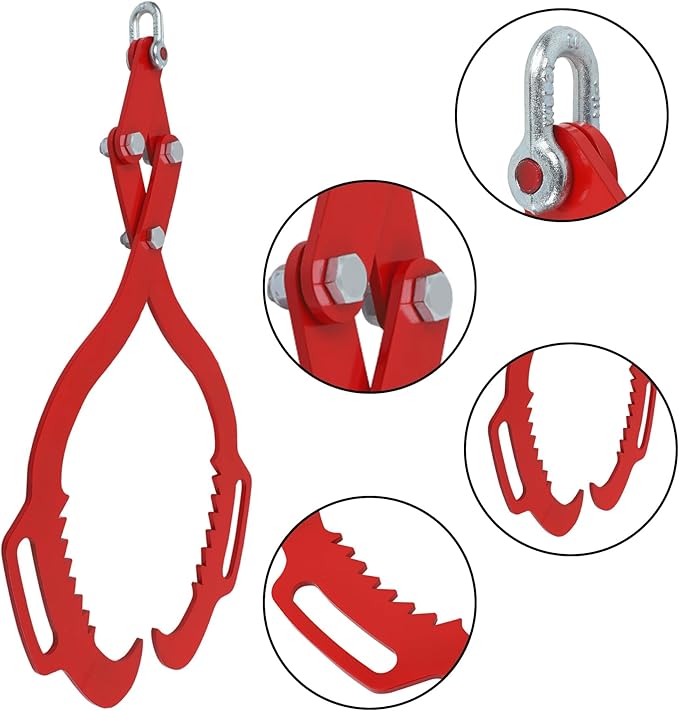 GarveeLife 18 in Log Lifting Tongs, 2 Serrated Claw Hook, 2200 LBS Heavy Duty Grapple Timber Claw with Handles, Lumber Log Skidding Tongs for Tractors, Trucks