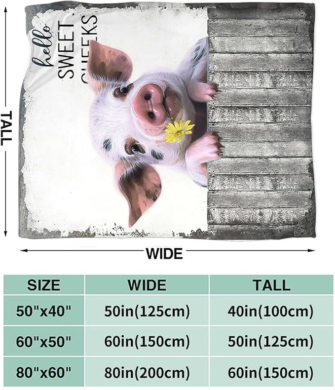 Tijuboni Funny Pig Throw Blanket Pig Gifts for Girls Boys Women Men Kids Adults Soft Flannel Fleece Blanket for Couch Sofa Bed Home Decor 40"x50"