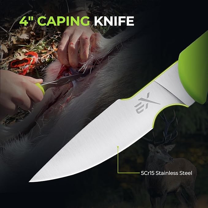 Extremus by KastKing Hunting Knife Set, 4/8-Piece Field Dressing Kit with Gut Hook Skinning Knife, Caping Knife & Bone Saw for Deer, Elk & Big Game, Hunting Gear and Accessories, Gifts for Men