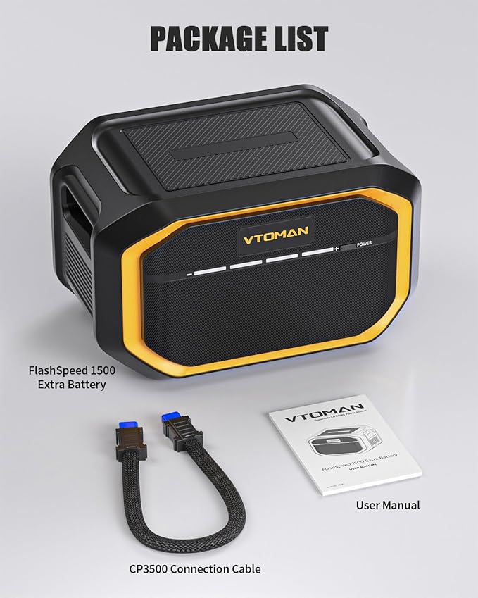 VTOMAN FlashSpeed 1500 Extra Battery, 1548Wh Large Capacity LiFePO4 Battery with BMS Protection for Camping, Home Backup, Suitable for FlashSpeed 600/1000/1500 Portable Power Station Expand Capacity