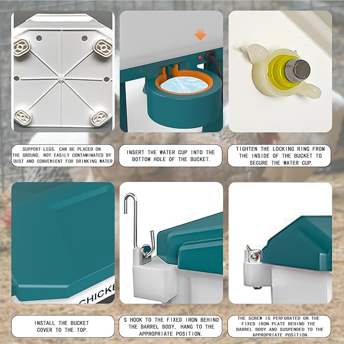 Poultry Watering Equipment, Heated Chicken Waterer, 11L Blue, 11 liters, Chicken