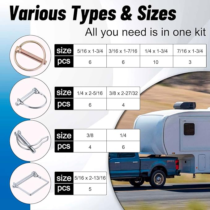 230Pcs Heavy Duty Pin Assortment Kit, Hitch Pins, Clip Pins, Linch and PTO Pins for Truck Towing Mowing, Farm Equipment, Lawn Mowers, 3 Point Accessories Tractor Attachments