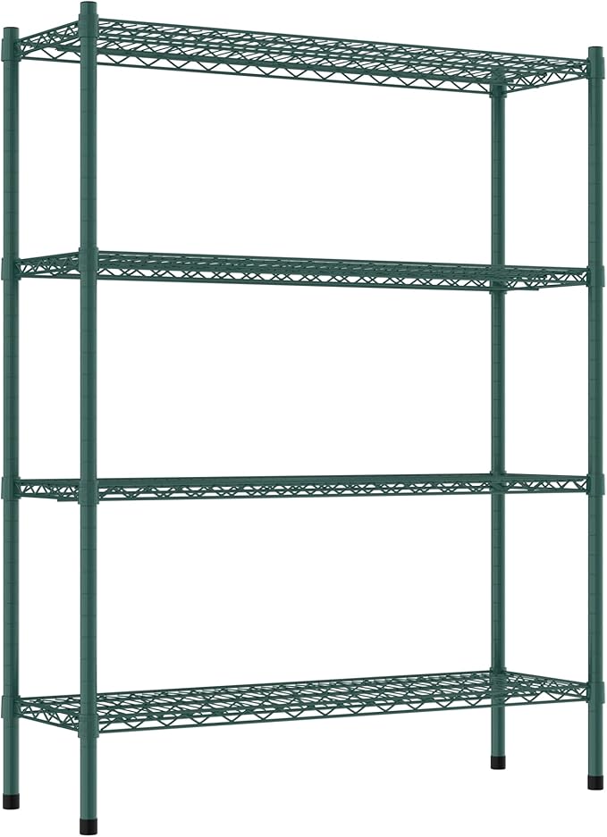 Commercial NSF Listed Green Epoxy Stationary Wire Shelving Kit 14" x 42" x 54", with 4 Shelves Perfect for Warehouse, Walk-in Refrigerator, Freezer, Grocery Store, Restaurant, Dishroom