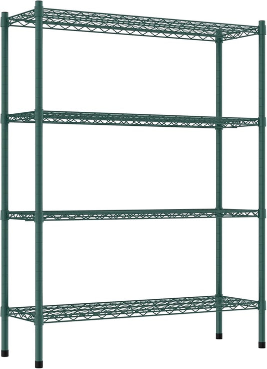 Commercial NSF Listed Green Epoxy Stationary Wire Shelving Kit 14" x 42" x 54", with 4 Shelves Perfect for Warehouse, Walk-in Refrigerator, Freezer, Grocery Store, Restaurant, Dishroom