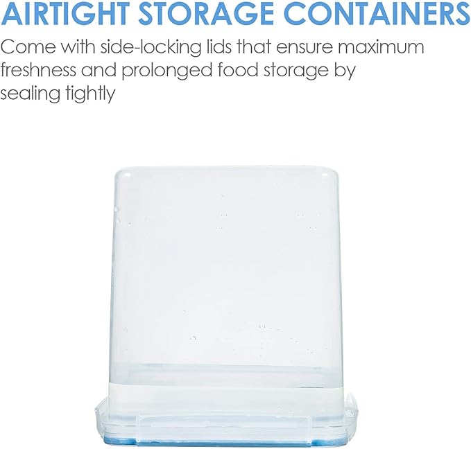 Vtopmart Food Storage Containers 2.5L / 84.5oz, 4 Pieces BPA Free Plastic Airtight Canister for Flour, Sugar, Baking Supplies, with 4 Measuring Cups and 24 Labels, Blue