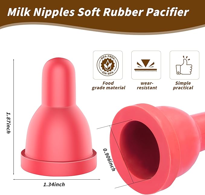 12Pcs Sheep Goat Lamb Milk Nipples Soft Rubber Pacifier for Small Animal Feed Orphaned Lamb