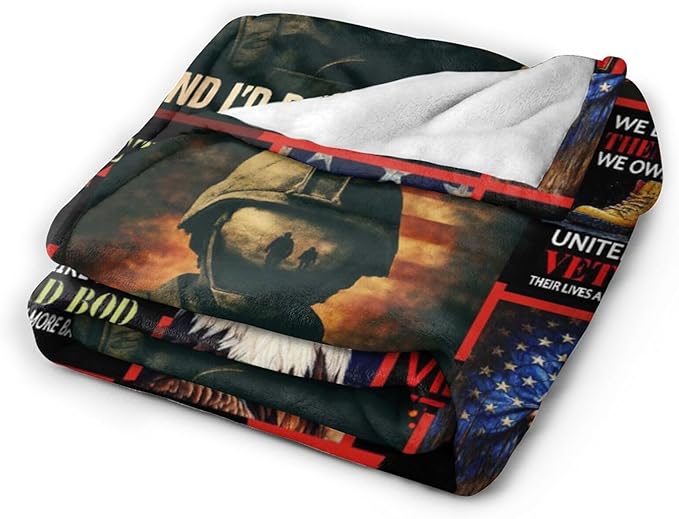 Patriotic Soldier Throw Blanket America Soldier Flannel Blankets American Army Plush Super Soft Cozy Warm Decor Gifts for Boys Girls Kids Adults Men Women 40" x 50"