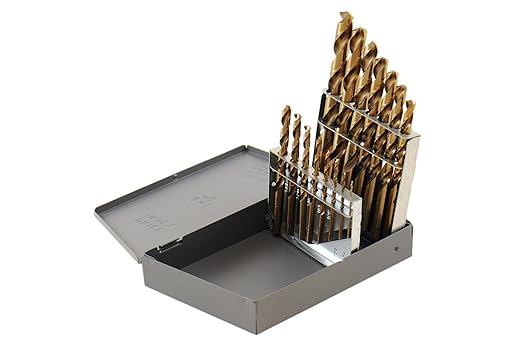 Shars 1/16-1/2" by 32nds 15 Pcs M35 Cobalt Heavy Duty Black & Gold Finish Jobber Drill Set 135° Point Angle 404-2205 P