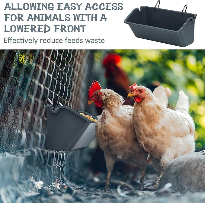 Wenqik 16 Pack 5 Quart Hanging Chicken Feeders Trough Goat Feeder Duck Water with Metal Clips Chicken Waterer Bucket Container for Fence Turkeys Horse Pig Deer Goose Livestock Poultry Supplies