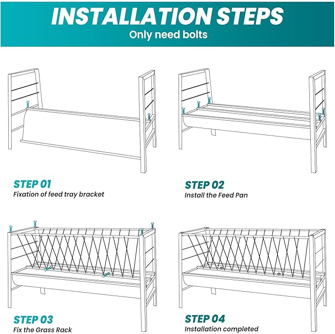 Goat Feeder, 92 Gallon Hay Feeder, Galvanized Steel Livestock Hay Feeder, Sheep Feeder Trough for Barn or Outdoor Use, Free Returns!