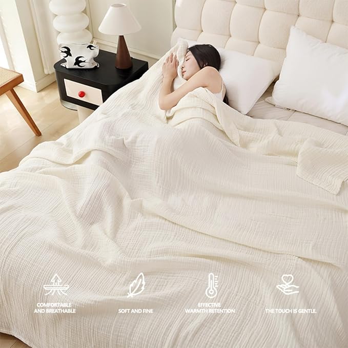 Throw Blanket for Bed 100% Cotton Ultra Soft Rustic Quilt Farmhouse Decor Fall Bed Blankets,60"×80" All Season Rustic Large Throw for Sofa Couch Chair