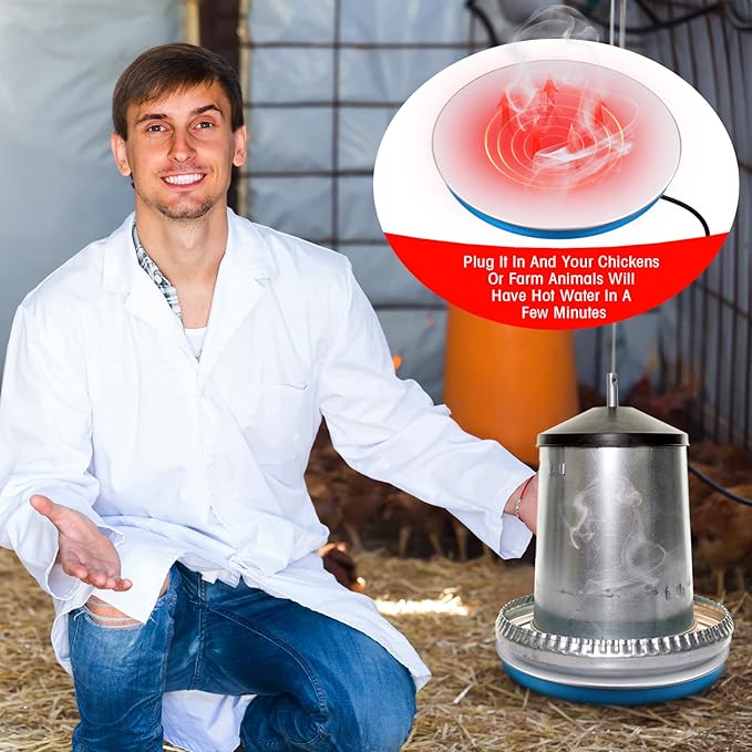 2 Pack Chicken Water Heater Poultry Water Heater Base 110v Heated Pad Deicer Heated Base Poultry Founts Chicken Coop Accessories with 59 Inch Cord for Winter Farm (7.7 Inch)
