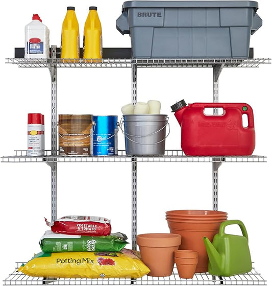 Rubbermaid Fasttrack Rail Storage 48"x16" 3-Shelf Kit, 350 lbs. Per Shelf, for Home/Garage/Shed/Workshop Organization