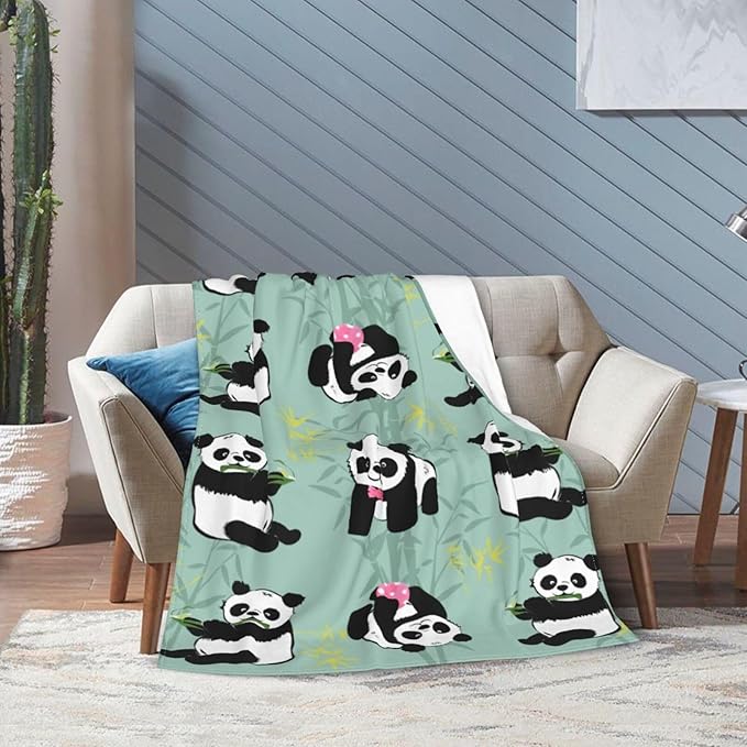Panda Super Cozy Soft Bamboo Throw Blanket - Warm Plush Fluffy Fleece Flannel for Women, Girls, Boys, Adults - 60"X50" Panda Stuff Gifts