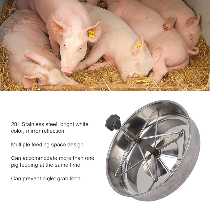 Piglets Feeding Trough, Stainless Steel Pig Feed Trough, Farm Animal Poultry Livestock Feeding Tool for Goat, Duck, Sheep, Piglets, Chicken (Large)