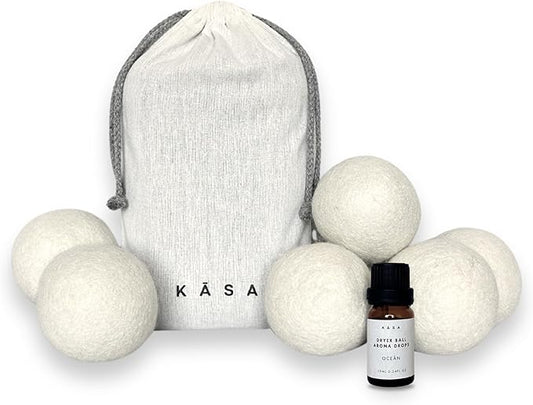 Premium Wool Dryer Balls, Set of 6 XL 100% New Zealand Wool, Natural Fabric Softener, Reusable, Anti Static, Reduces Drying Time, Wrinkles, Pet Hair, Lint